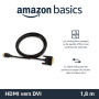 Amazon Basics Câble adaptateur HDMI-A vers DVI (mâle), bidirectionnel 1080p, plaqué or, 1.8 m, pour télévision, noir