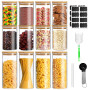 12pcs Bocal en Verre avec Couvercle,Bocal en Verre avec Couvercle Bocaux en Verre Hermétique Pour Céréales,Cornflakes,Spaghetti-