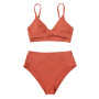 CUPSHE Femme Bikini Torsadé Taille Haute Ensemble Bikini Col V Élégant Maillots de Bain 2 Pièces