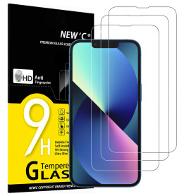 NEW'C Lot de 3, Verre Trempé pour iPhone 14, iPhone 13, iPhone 13 Pro (6,1 Pouces), Film Protection écran -sans Bulles d'air -Ul