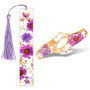 Ensemble support de page et marque-page en résine avec fleur séchée et marque-page en résine en forme de fleur séchée avec pompo