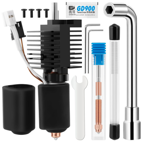 K2 Plus Kit de Bloc Chauffant en Céramique, avec Buse en Acier Trempé de 0,4 mm, 20 Aiguilles de Nettoyage, 2 Manchons en Silico