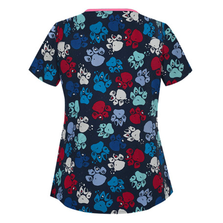 2024 Haut Décontracté et Imprimé Animal pour Femme de Travail décontracté Manches Courtes col en V imprimé Animal Femme Blouse M