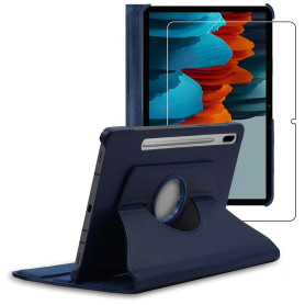 ebestStar - Coque pour Samsung Galaxy Tab S7 SM-T870, Etui Rotatif 360, Housse Protection PU Cuir, Bleu Foncé + Verre Trempé ebestStar - Coque pour Samsung Galaxy Tab S7 SM-T870, Etui Rotatif 360, Housse Protection PU Cuir, Bleu Foncé + Verre Trempé