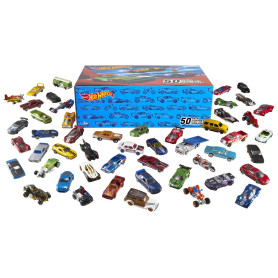 Hot Wheels Coffret 50 véhicules, jouet pour enfant de petites voitures miniatures, modèle aléatoire, V6697 Hot Wheels Coffret 50 véhicules, jouet pour enfant de petites voitures miniatures, modèle aléatoire, V6697