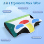 HOMCA Oreiller Ergonomique Cervical, 2 en 1 Oreiller Orthopédique à Mémoire de Forme pour la Nuque, Coussin pour Dormir sur Le C