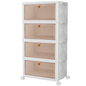 PurKeep Lot de 4 boîtes de rangement avec couvercle – Boîte de rangement en plastique à 4 niveaux avec couvercle, boîtes empilab