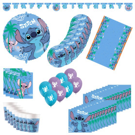 Procos Décoration d'anniversaire Stitch, pièces, contient 8 assiettes gobelets en carton, 20 serviettes, nappe, guirlande, ballo Procos Décoration d'anniversaire Stitch, pièces, contient 8 assiettes gobelets en carton, 20 serviettes, nappe, guirlande, ballo