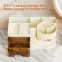 Organisateur de Maquillage, Rangement Maquillage avec Compartiments, 360°Rotatif, Stockage Boîte Cosmétique Multifonctionnel, Co