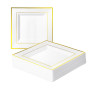 MATANA 20 Assiettes Carrées en Plastique Blanches avec Bordure Dorée, 24cm - Solides et Réutilisables - pour Anniversaires, Mari