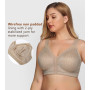 DotVol Soutien-Gorge Femme minimiseurs Dentelle Bra Comfortable sans Armature Couverture complète Grande Taille Gris Beige 95F
