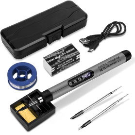 KKMOL Kit de fer à souder sans fil rechargeable par USB avec écran LCD, température réglable de 330 ℃ à 450 ℃, 3 pannes à souder