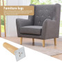 Pieds de Meuble en Bois de Rechange 12cm - Lot de 4 Avec Plaque de Montage, Vis et Tapis Antidérapant - Pour Canapé, Lit et Chai