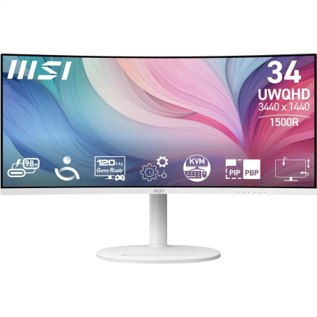 MSI Modern MD342CQPW Écran PC 34'' UWQHD incurvé 1500R - Dalle VA 3440 x 1440, KVM, PIP/PBP, Large Gamme de Couleurs, Confort de