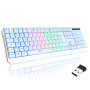 KLIM Chroma – Clavier sans Fil Gaming AZERTY FR, Rétroéclairage RGB, Silencieux & Ergonomique, Batterie Intégrée Longue Durée, R
