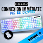 KLIM Chroma – Clavier sans Fil Gaming AZERTY FR, Rétroéclairage RGB, Silencieux & Ergonomique, Batterie Intégrée Longue Durée, R