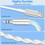 Esiposs Cable Jack i Phone 1,2M [Certifié MFi] Audio Cable Auxiliaire Voiture i Phone Light-ning Cable i Phone Jack 3.5mm Compat