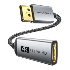 WARRKY 4K Adaptateur DisplayPort vers HDMI, Convertisseur Adaptateur DP 1.2 Ordinateur vers 1.4 HDMI Écran en Nylon Tressé Compa WARRKY 4K Adaptateur DisplayPort vers HDMI, Convertisseur Adaptateur DP 1.2 Ordinateur vers 1.4 HDMI Écran en Nylon Tressé Compa