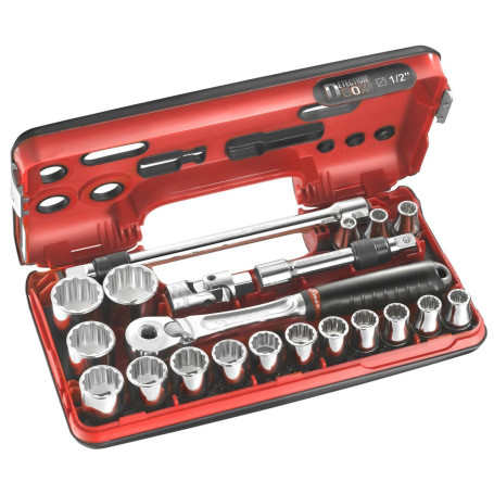 FACOM SL.DBOX501 - Coffret Douilles 1/2" 12 Pans - Detection Box Métriques - 21 Pièces