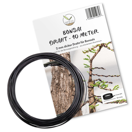 HappySeed 10 m Fil de Ligature Bonsai en Aluminium anodisé, Noir - Essentiel pour la Forme souhaitée de Votre Bonsai - Idéal pou