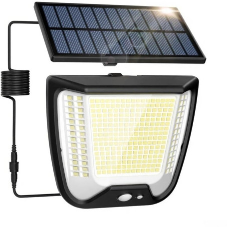 spqment Spot à Led Solaire d'Extérieur avec Détecteur de Mouvement 288 LED Lumière à Led d'Extérieur 3 Modes avec 5M de Câble IP