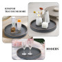 KINGFOM Plateau de Service, Grand Rond Plateau Decoratif en Cuir, Decoration Table, 30 cm (Gris)