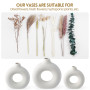 BASVII Vase Décoratif, Donut Vase Blanc avec Herbe de Pampa, Vase Fleur Rond Moderne pour Fleurs Séchées, Idéal pour Décoration 