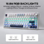 MechLands Aula F75 PRO 75 % Custom Creamy Clavier de jeu mécanique sans fil, BT5.0/USB-C/2,4 GHz, structure Gasket, bouton, RVB,