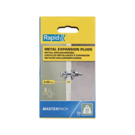 Chevilles a expansion métal pour cloison plâtre - RAPID - Ø8 - 3-20mm - Lot de 50 - Charge max 25 kg - 5001562 Chevilles a expansion métal pour cloison plâtre - RAPID - Ø8 - 3-20mm - Lot de 50 - Charge max 25 kg - 5001562