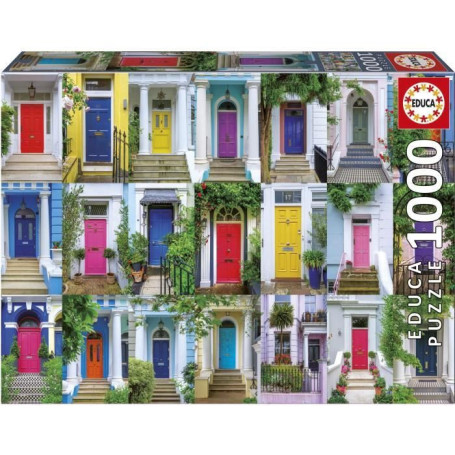 Puzzle - EDUCA - Portes de Notting Hill - 1000 pieces - Theme Architecture - 68 x 48 cm