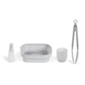 Set de 4 accessoires pour friteuse sans huile - LIVOO - MEN428 - 1 moule 2 en 1 pliable -  1 set de 12 moules - 1 pinceau - 1 pi Set de 4 accessoires pour friteuse sans huile - LIVOO - MEN428 - 1 moule 2 en 1 pliable -  1 set de 12 moules - 1 pinceau - 1 pi