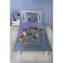 Parure de lit réversible - POKEMON - Pikachu et Starter - Bleu - Microfibre - 1 housse de couette 140 x 200 cm + 1 taie 63 x 63