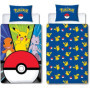 Parure de lit - POKEMON - Pikachu et Poké-ball - Microfibre - 1 housse de couette 140 x 200 cm + 1 taie 63 x 63 cm