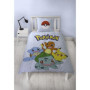 Parure de lit réversible - POKEMON - Pikachu et Starter 1G III - Microfibre - 1 housse de couette 140 x 200 cm + 1 taie 63 x 63