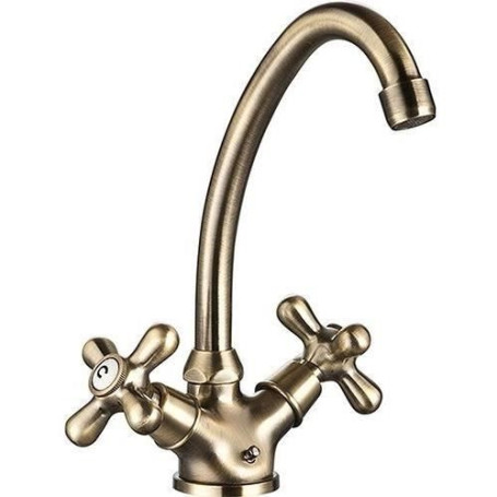 Mélangeur lavabo - EDOUARD ROUSSEAU - Rétrosol - Embase Ø 52 mm - Bec haut orientable - Vieux Bronze