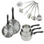 Batterie de cuisine - Tous feux dont induction - FACKELMANN - Geneva - Inox - 2 poeles 20 et 24, 3 casseroles et 6 ustensiles