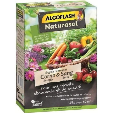 ALGOFLASH NATURASOL - Engrais corne torréfiée et sang séché 1.5kg