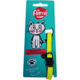 Collier pour chat - AIME - Jaune fluo, paillettes dorées, grelot argenté Collier pour chat - AIME - Jaune fluo, paillettes dorées, grelot argenté