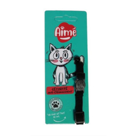 Collier pour chat - AIME - Velours Noir - Nylon, motifs rouges/blancs, grelot argenté Collier pour chat - AIME - Velours Noir - Nylon, motifs rouges/blancs, grelot argenté
