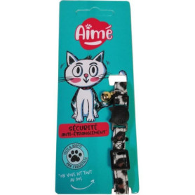 Collier pour chat - AIME - Savane - Fleurs multicolores, grelot vert Collier pour chat - AIME - Savane - Fleurs multicolores, grelot vert
