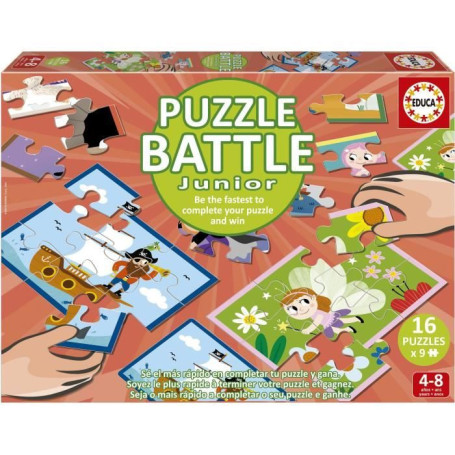 Puzzle - EDUCA - Battle Jr Fantasy - 16 puzzles - Theme fantastique - Pour enfants a partir de 4 ans