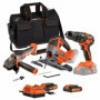 Pack 3 outils - DUAL POWER - 20 V - Meuleuse d'angle + perceuse/visseuse + scie sauteuse - 2 batteries et chargeur - Sac