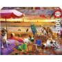 Puzzle - EDUCA - Chiens Jouant a la Plage - 1000 pieces - 68 x 48 cm - a partir de 12 ans