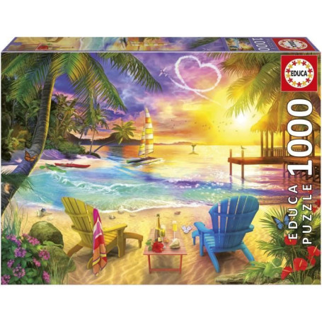 Puzzle - EDUCA - Plage d'Amour - 1000 pieces - 68x48 cm - Pour adultes - Theme nature