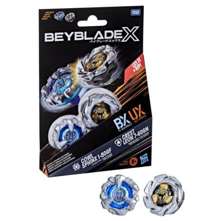 Beyblade X Dual Pack Toupie Cowl Sphinx 1-80GF et Crest Leon 7-60GN, des 8 ans