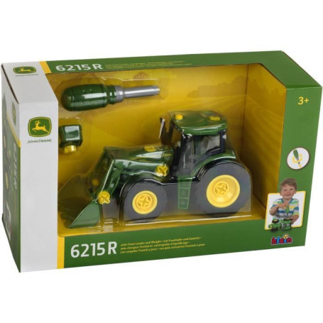 Tracteur a monter John Deere - KLEIN - 3977 - Chargeur frontal, contrepoids d'équilibrage et tournevis - Echelle 1/24e - Des 3 a