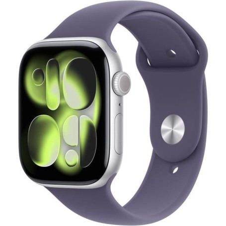 Apple Watch Series 11 GPS - 46mm - Boîtier Silver Aluminium - Bracelet Purple Fog Sport Band - M/L 580,02 €