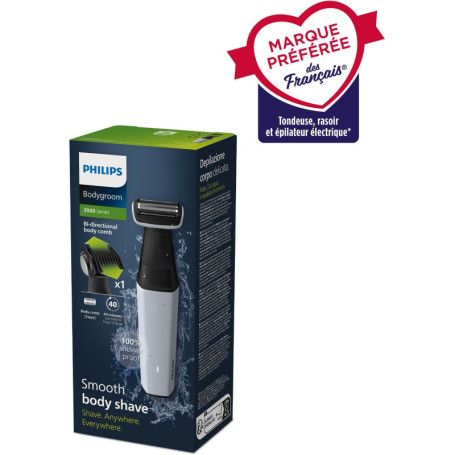 Tondeuse corps - PHILIPS - BG3007/01 Série 3000 - 5 W - 40 min - 1 sabot - Gris