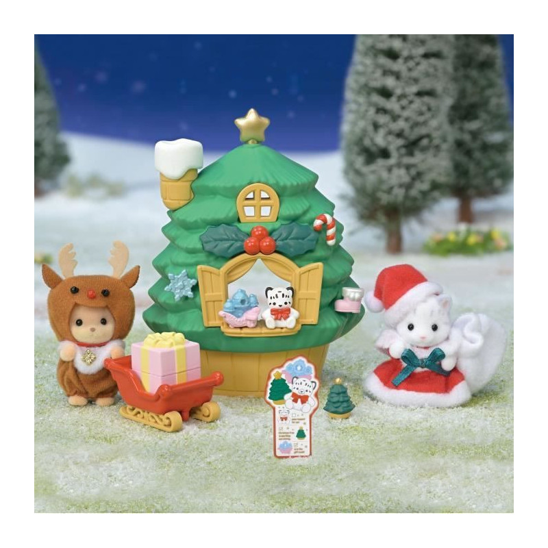 Coffret Sylvanian Families La Maison Du Père Noël – 2 Figurines Et 11 Accessoires – Édition Limitée De Noël – Dès 3 Ans