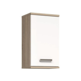 Armoire a suspendre - Blanc / Chene Sonoma - 1 porte - Meuble de salle de bain - 68,8 x 29 x 40,2 cm